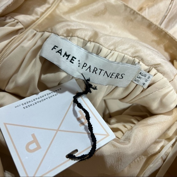 NWT Fame and Partners Plunge Neck Serpent Halter Maxi Dress in Champagne Nude - Picture 11 of 12